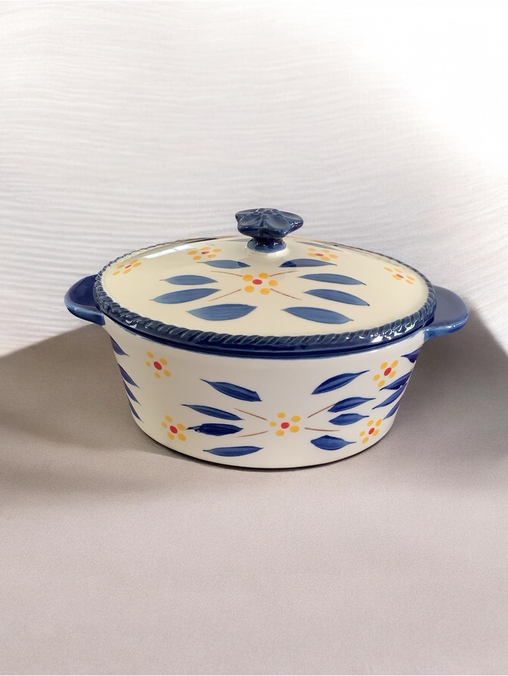 Temptations old world, blue Hand-Painted Blue Floral Ceramic covered Casserole
